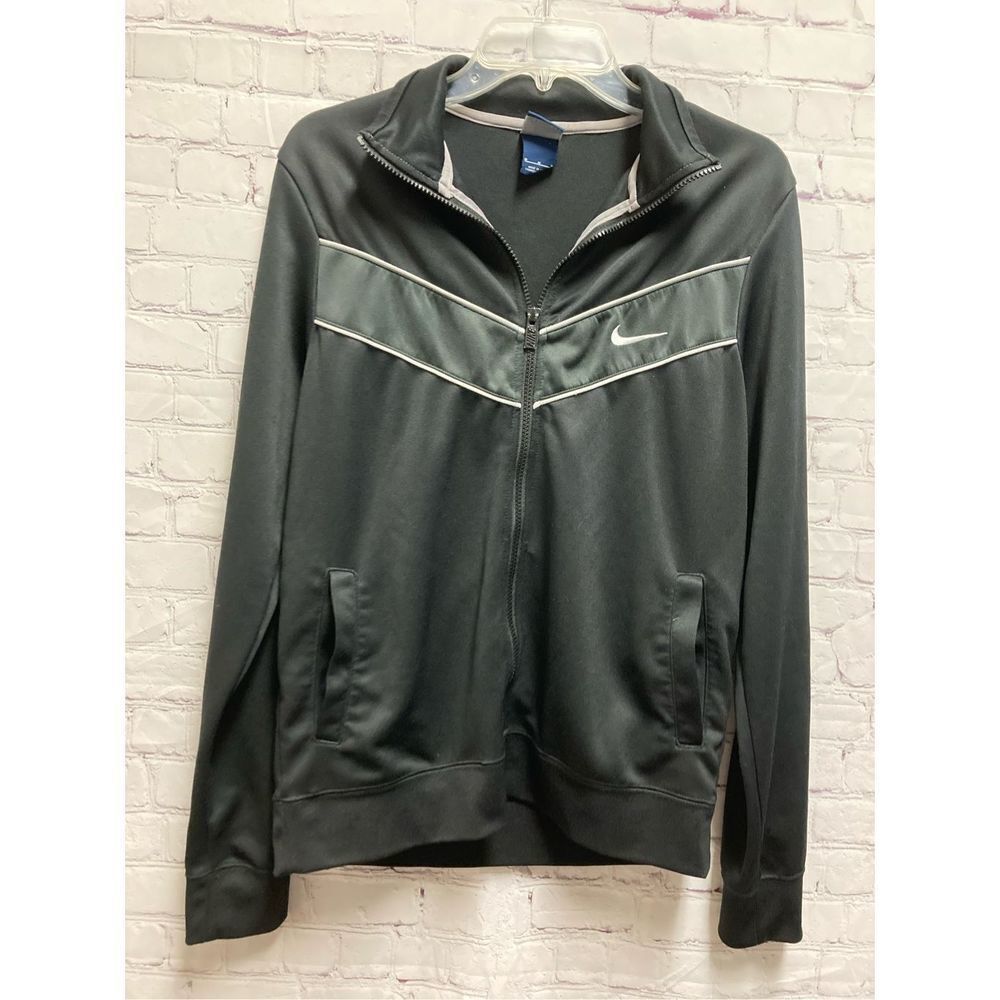 Nike Logo Mens Full Zip Front Athletic Jacket Lightweight Pockets Black M